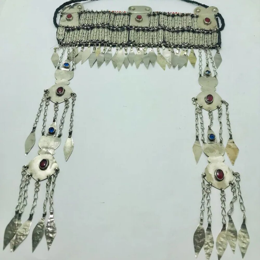 Vintage Kuchi Matha Patti: Turkmen Tribal Headpiece with Tassels